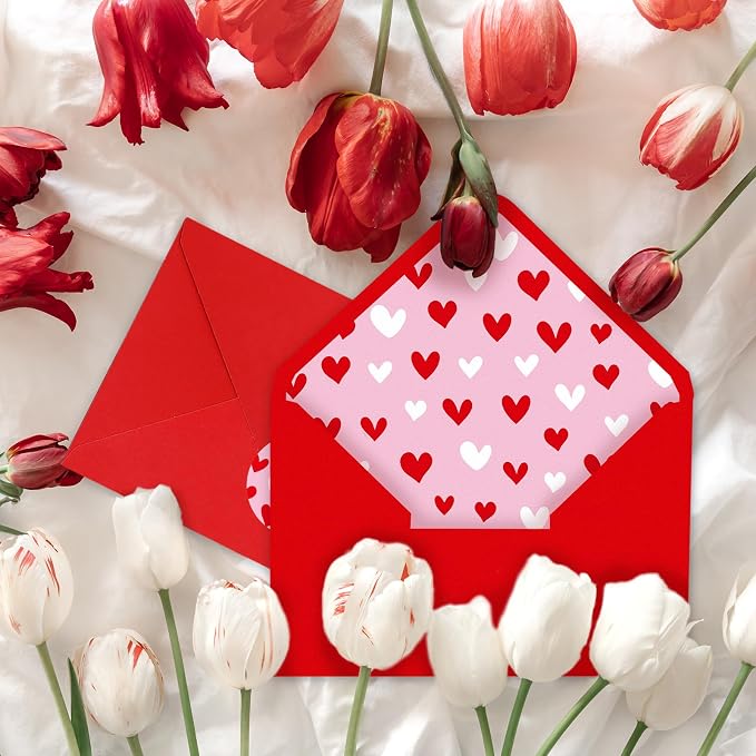 Whaline 50Pcs Valentine's Day Invitation Envelopes Greeting Card Envelope Red - Image 6