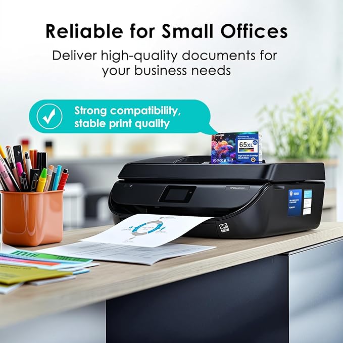 Eco-Friendly Remanufactured Ink Cartridge Replacement for HP Ink 65 XL 65XL Black and Color Combo Pack for 5055 5052 5010 5070 5014 3755 2655 3720 3722 3723 3752 3758 2652 2624 2640 Printer-DeskLoop Office