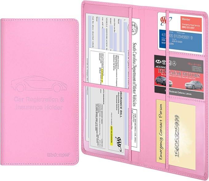 Wisdompro Car Document Holder Organiser, PU Leather Vehicle Insurance and by Wisdompro