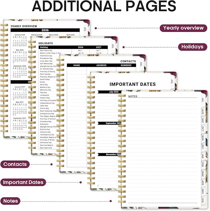 Planner 2026–2027, Academic Monthly Weekly Spiral Calendar, July 2026 – June - Image 5