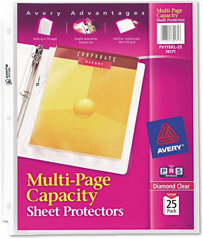 Avery 74171 Sheet Protectors, Top Load, 11-Inch x8-1/2-Inch, Diamond Clear by Avery