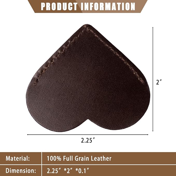 Jack&Chris Genuine Leather Heart Bookmark, Handmade Stitched Corner Page - Image 2