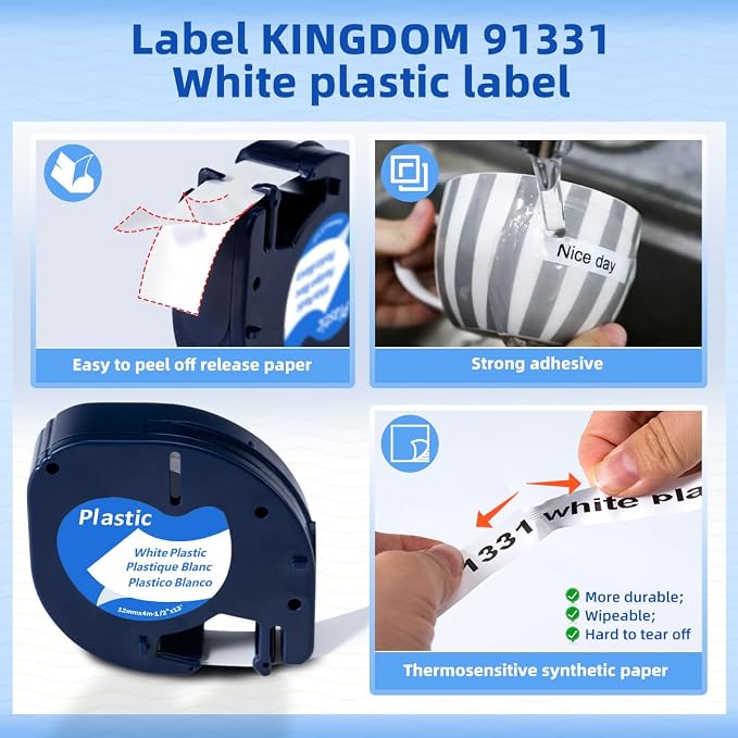 3 Pack 91331 White Plastic Label Compatible - Image 4