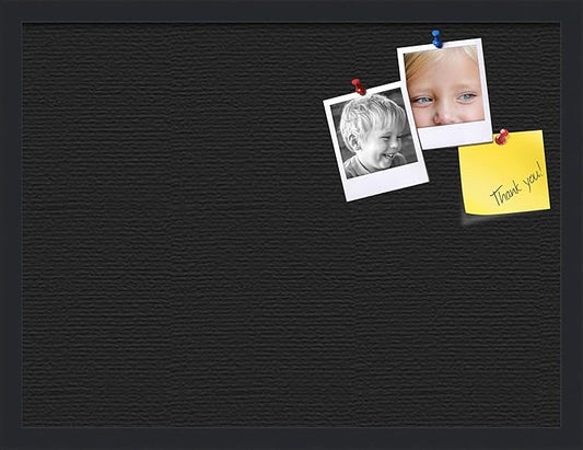 PinPix 24x18 Inch Cork Bulletin Board. This Decorative Framed Pin Board Comes with Solid Black Design and a Satin Black Frame. Ideal for Home Office Decor or Message Board (PinPix-622)-DeskLoop Office