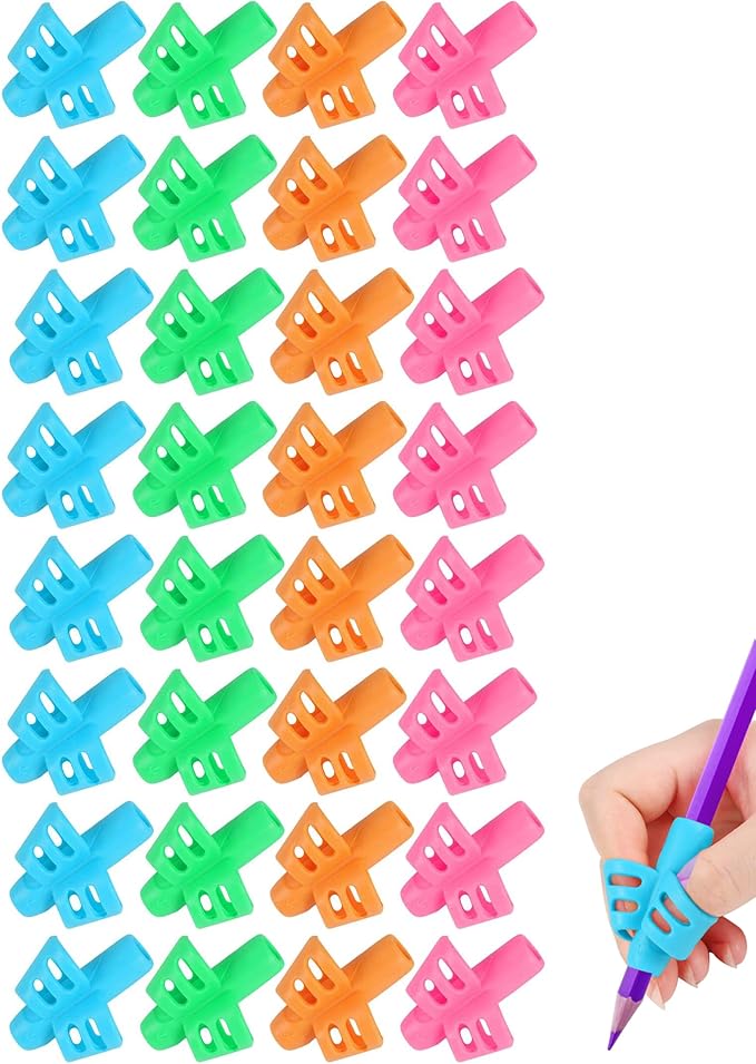 SANNIX 32 Pack Pencil Kids Grips for Kids Handwriting, Pencil Holder for Kids, Handwriting Grip, Ergonomic Training Pencil Pen Grips, Writing Tool for Toddlers Preschoolers, Children-DeskLoop Office