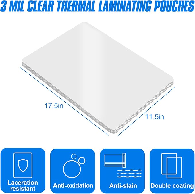 HERKKA 200 Pack Laminating Sheets, Hold 11 x 17 Inch Sheet, 3 Mil Clear Thermal - Image 2