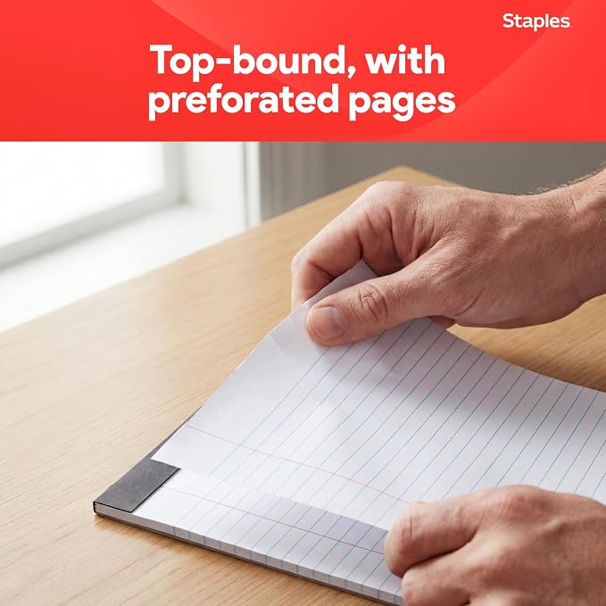 STAPLES Legal Pads, 8.5” x 11”, Wide Ruled, Perforated, 50 Sheets/Pad - Image 5