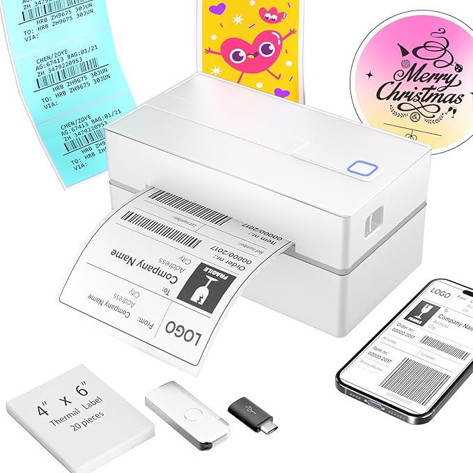 Thermal Shipping Label Printer 4x6 Bluetooth Label Maker by Unknown