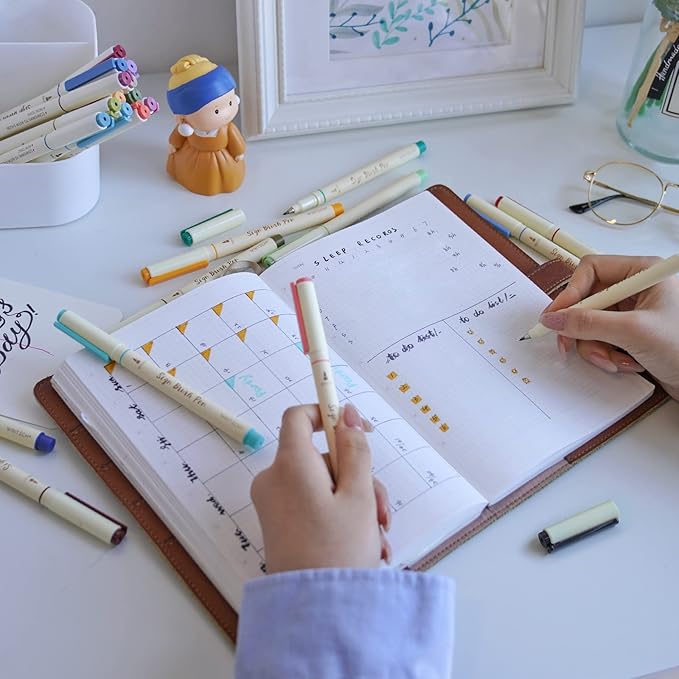 WRITECH Arts Sign Brush Pen Brush Tip Marker Felt Tip Water Based Ink Color Pens 12 Assorted Pastel Colors Great for Lettering, Journaling, Calligraphy (Natural)-DeskLoop Office