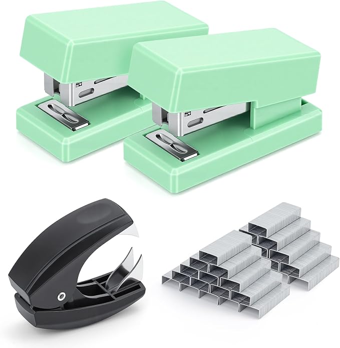Mini Stapler with 2000 Staples, 30 Sheet Capacity, Jam-Free Small Desktop by JEFURE