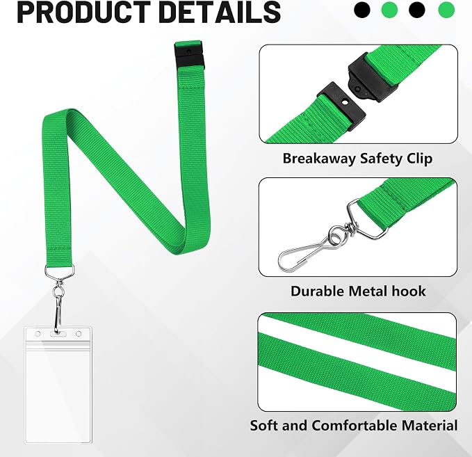48-Pack Green Breakaway Lanyards - Image 4