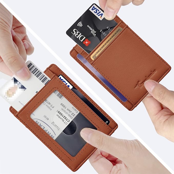Travelambo Front Pocket Minimalist Leather Slim Wallet RFID Blocking Medium Size - Image 3