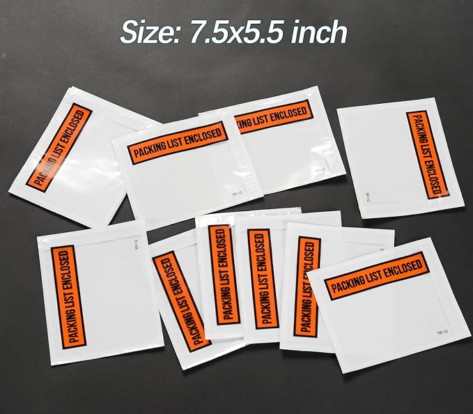 1000pcs 7.5"x5.5" Packing List Envelopes Self-seal Packing Slip Envelope - Image 2