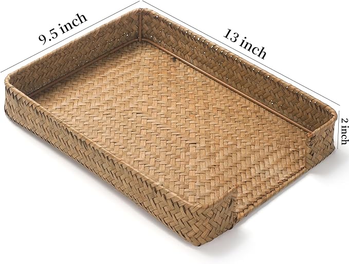 Seagrass Letter Tray, Woven Desk Tray, Wicker Desk Organizer, A4 Paper - Image 7