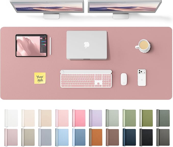 YSAGi Leather Desk Pad Protector, Office Desk Mat, Large Mouse Pad, Non-Slip PU by YSAGi