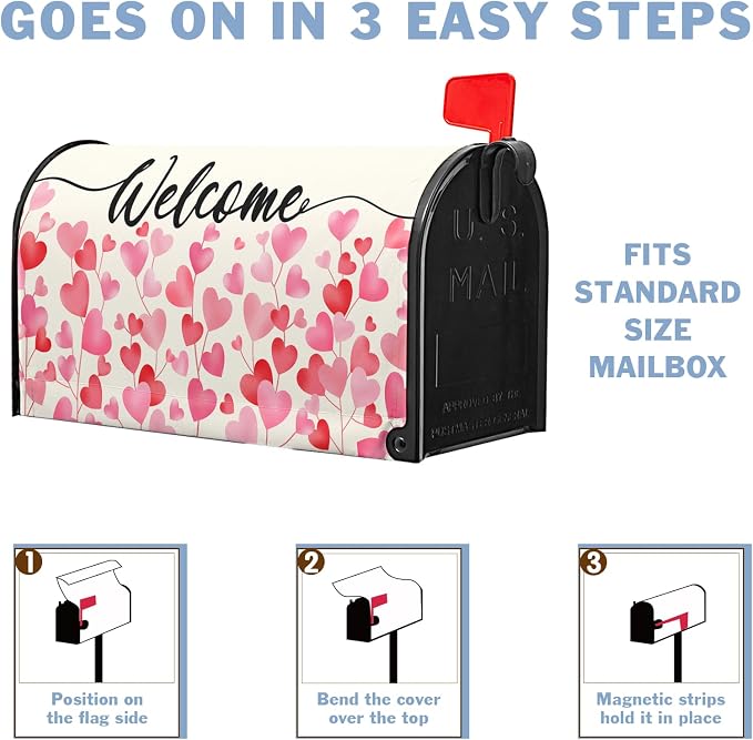 Welcome Valentines Mailbox Covers Magnetic Standard Size 21 x 18 Inch Valentine - Image 7