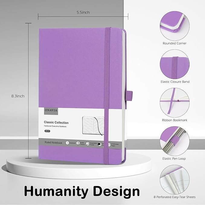 4 Pack Lined Journal Notebooks for Work, Travel, College, A5 Size 100 GSM Thick Paper, Classic Ruled, Hardcover Notepad for Writing 160 Pages, 5.5 x 8.3 inch, 4 Light Multicolors-DeskLoop Office