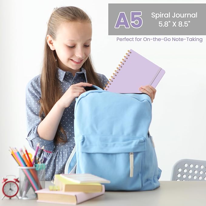 CICPAP Lined Spiral Journal Notebook, A5 College Ruled Notebook - Image 6