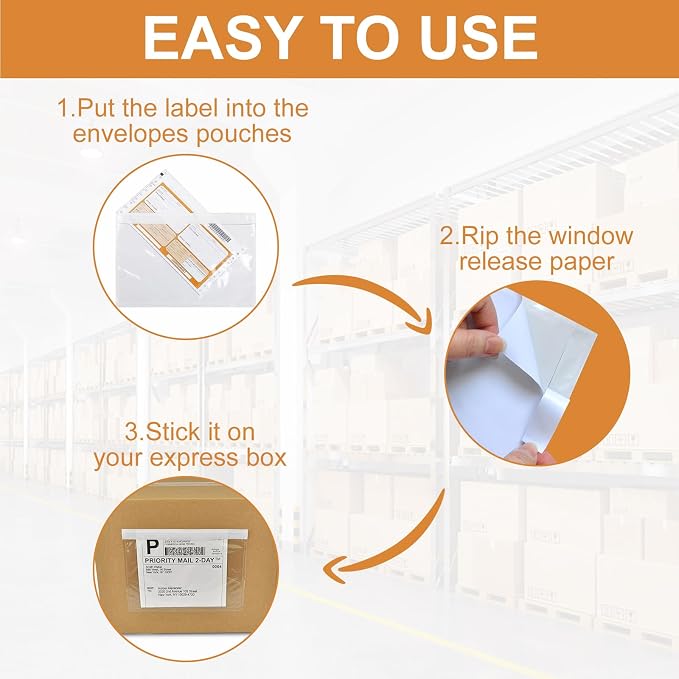 BESTEASY 6" x 9" Packing List Pouches, Strong Adhesive Plastic List Label - Image 6
