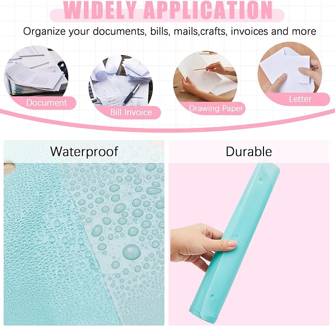 Maitys 50 Pack Binder Pockets 3 Hole Punch Clear Plastic Document Folders - Image 4