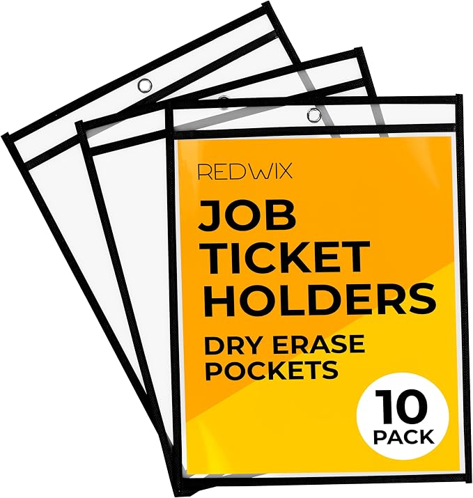 10 Pack Job Ticket Holders, Plastic Sleeves by Redwix