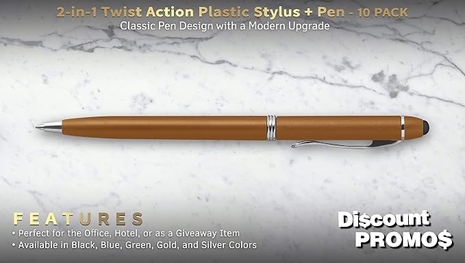 DISCOUNT PROMOS Twist Action Plastic Stylus Pens, Bulk Pack - Image 3
