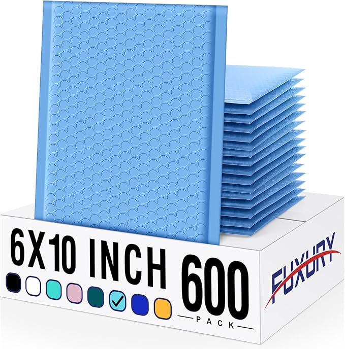 Fuxury Bubble Mailer 6x10" 600 Pack Light Blue, Self-Seal Adhesive Packaging by Fuxury