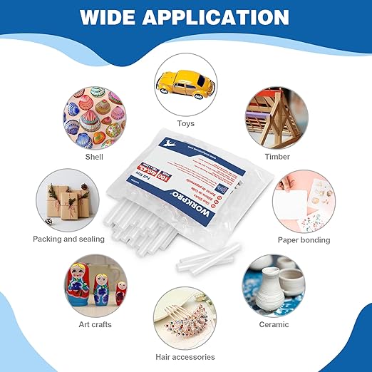 WORKPRO Full Size Hot Glue Sticks, 100-pack, 0.43x4 Inches, Compatible with Most Glue Guns, Multipurpose for DIY Art Craft General Repairs, Home Decorations and Gluing Projects-DeskLoop Office