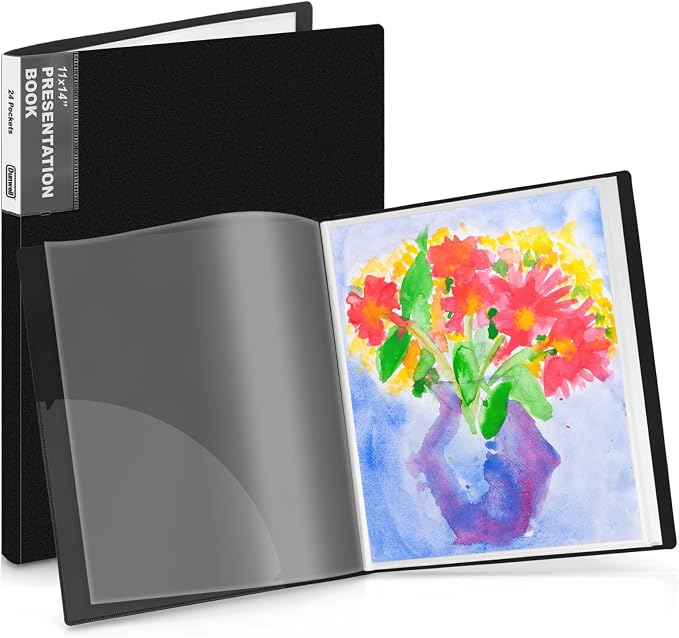 Dunwell 11x14 Binder with Sleeves, 24 Pockets Display 48 Pages, Large Folder by Dunwell