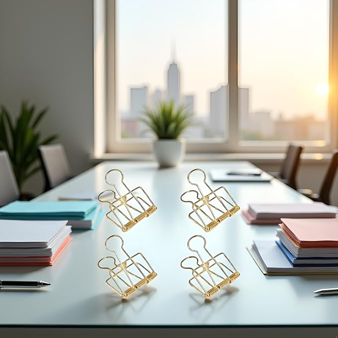 4Pcs Gold Hollow Out Long Tail Wire Binder Clips Paper Binder Clip Large Binder - Image 5