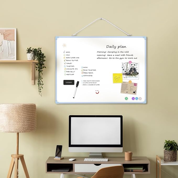 Dry Erase Board for Wall, 6 Magnets and 3 Mini Sticky Notes, Large White Board - Image 2