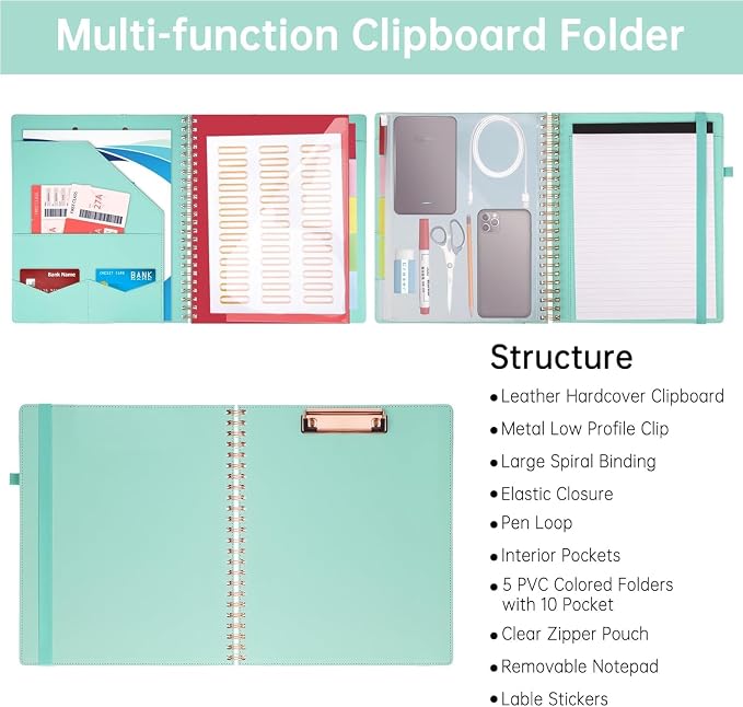 HAUTOCO Spiral Leather Clipboard Folio - Image 4