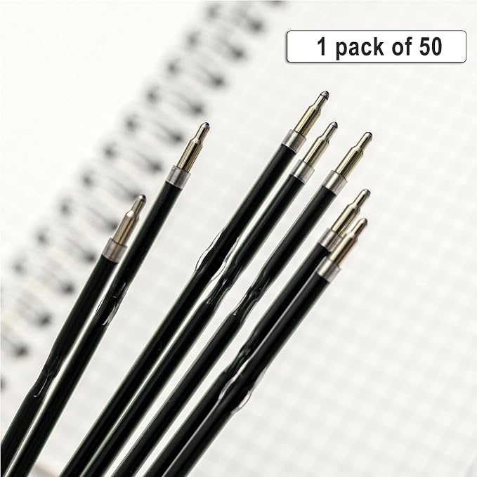 Linbsunne 50 Pieces Ballpoint Refills Medium Point 1.0 mm Blue Ink Replaceable - Image 5