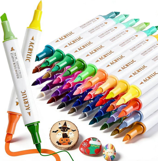 72 Colors Acrylic Paint Markers, 36 Pack Dual Tip Chisel & Fine Permanent Art by Unknown
