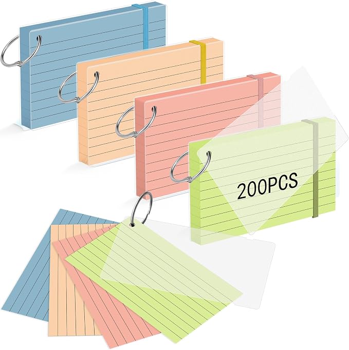 HAUTOCO 200 PCS Colored Flash Cards 3x5 by HAUTOCO