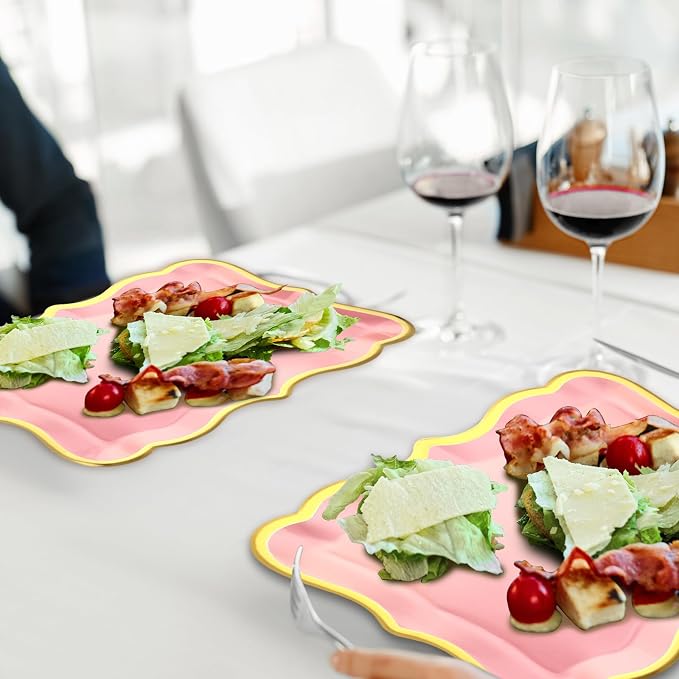 Havawish 24 Pcs 9" x 13" Rose Gold Disposable Paper Serving Trays - Image 6