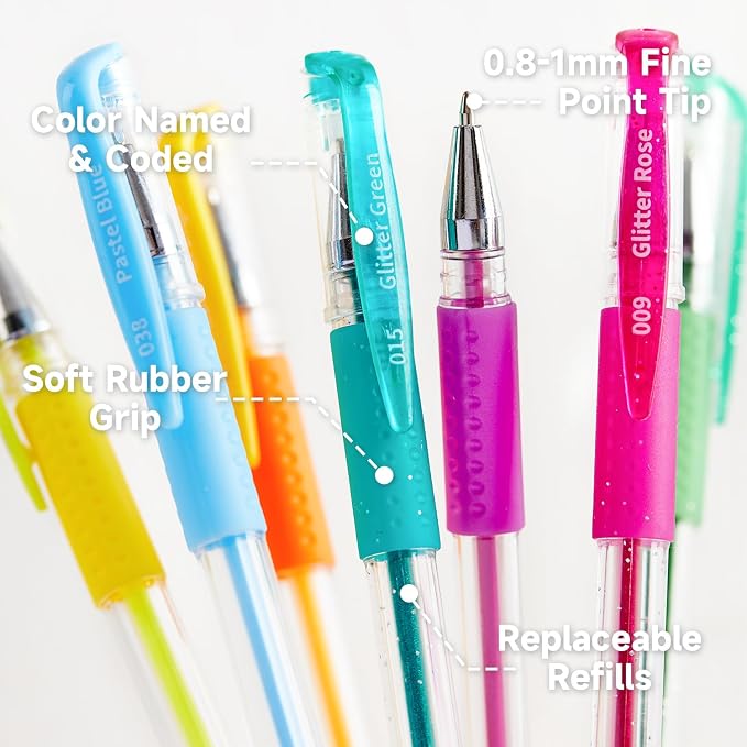 Shuttle Art Gel Pens, 120 Pack Gel Pen Set Packed in Sturdy Box, 60 Unique - Image 4