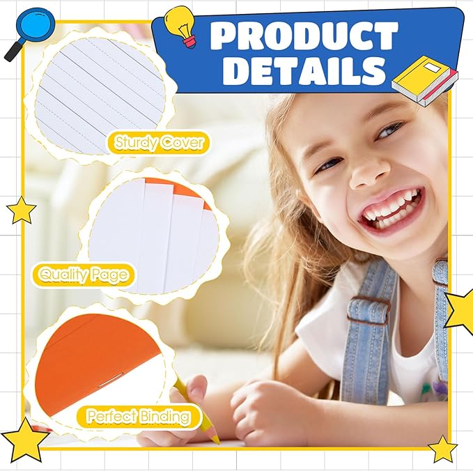 Henoyso 96 Pcs Primary Composition Notebook K-2 9 3/4 x 7 1/2 Inch Primary Journal, Back to School Supplies, Bulk Blank Writing Book for Kid to Write Draw Journal 60 Page Notebooks (Colorful)-DeskLoop Office