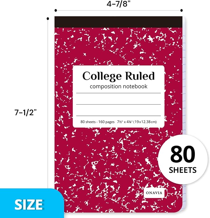 ONAVIA Small Composition Notebook Bulk, College Ruled, 160 Pages, 80 Sheets - Image 6