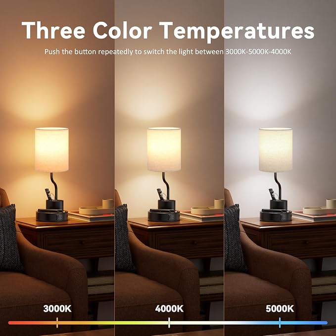 Bedside Table Lamps for Bedroom Set of 2 - Image 4