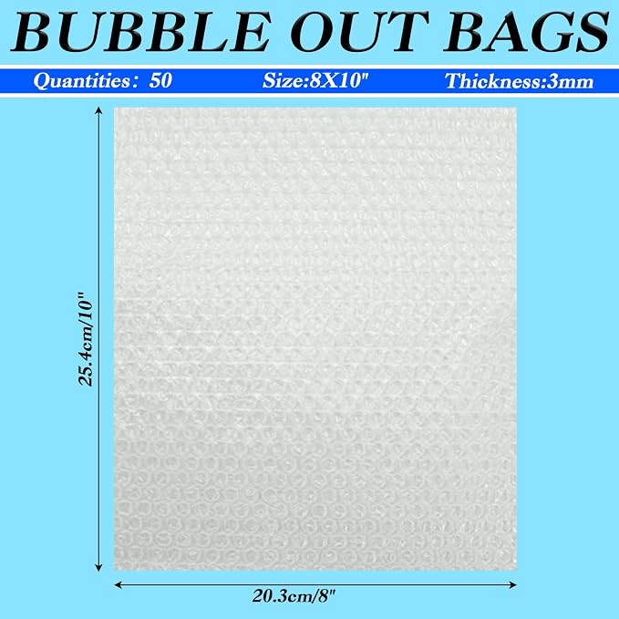 50Pcs Clear Bubble Out Bag Pouches, 8X10 Inch Bubble Pouch Wrap, Double Wall - Image 2