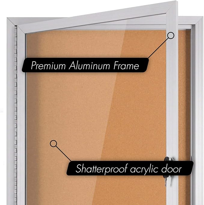 INNOVART Enclosed Bulletin Board 36”x24”, Lockable Cork Noticeboard - Image 3