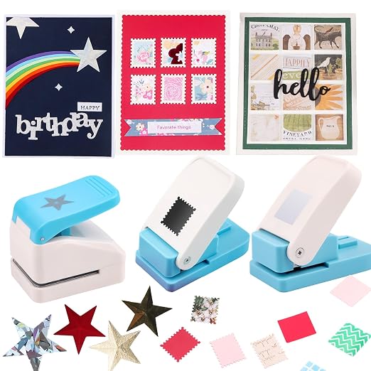 BAOFALI3Pcs Stamp Paper Punch Set |Stamp Punch1x0.8inch | Square Punch1X1 by BAOFALI