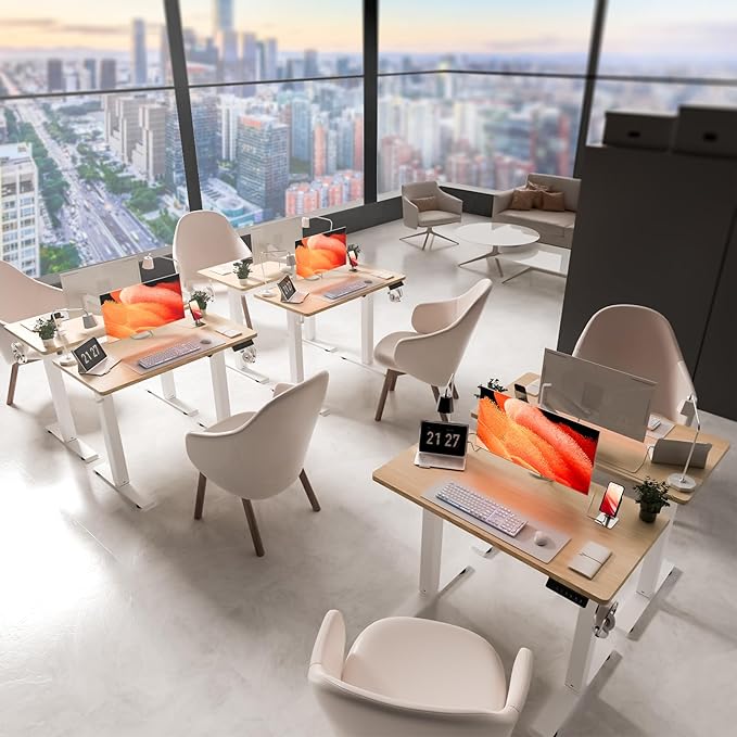 35 * 20 Electric Standing Desk, Adjustable Height Sit Stand Up Desk, Motorized Home Office Computer Gaming Workstation Desk-DeskLoop Office