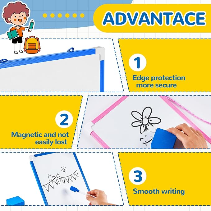 Colarr 100 Set Hanging Magnetic Dry Erase Board Small Double Side White Board - Image 4