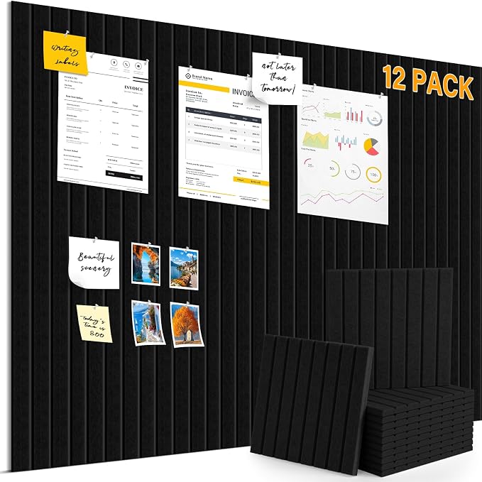 Large Felt Bulletin Board，47.2" x 35.4" 12 Pack Cork Board Alternative by ANWEOR