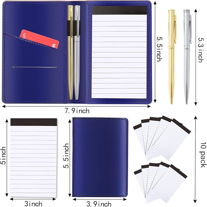 13 Pieces Mini Pocket Notepad Set, Included Leather Pocket Note pad Holder - Image 3