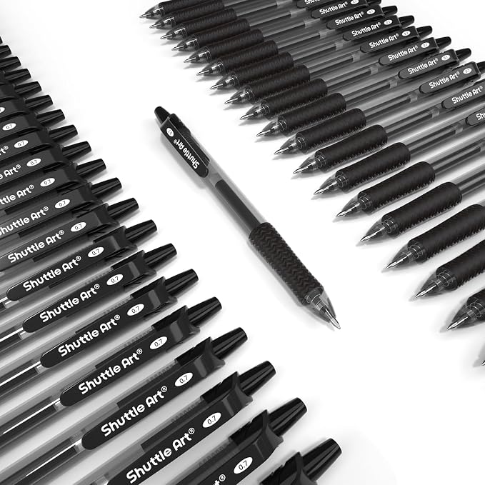 Shuttle Art Black Gel Pens, 48 Pack Retractable Medium Point Rollerball Gel Ink - Image 8