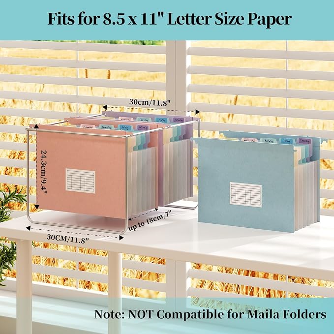 Expanding Hanging File Folders for Filing Cabinet, 7 Accordion Pockets Filing - Image 2