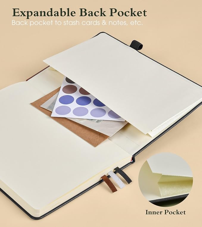 PAIBAS Blank Journal Notebook for Women Men, 160 Pages, A5 Hardcover Sketchbook - Image 6